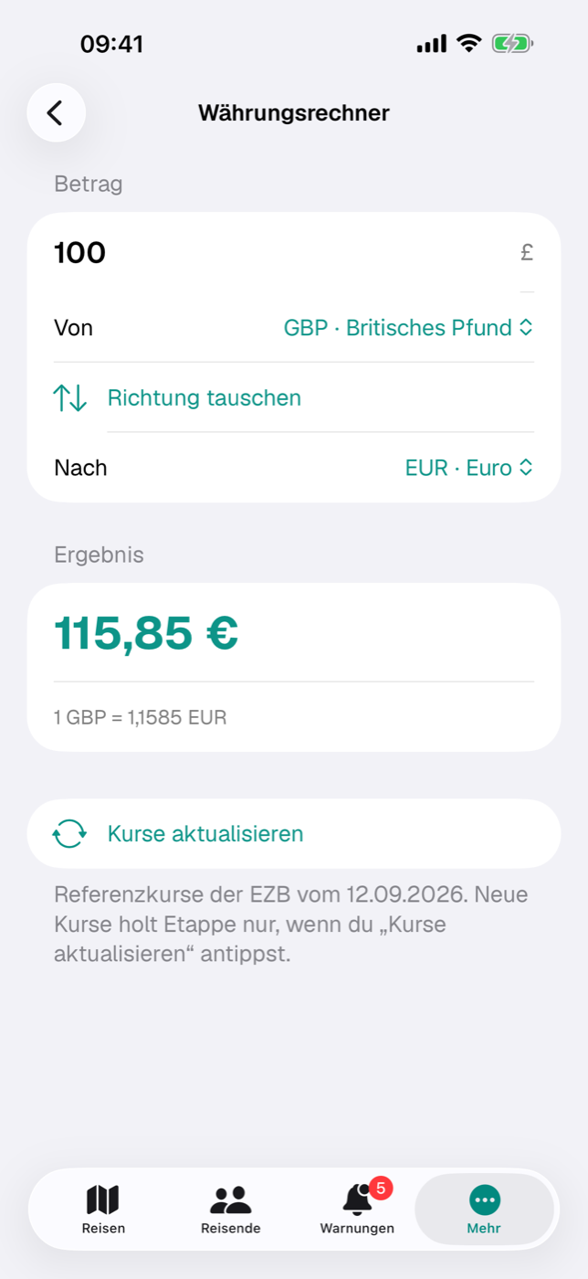 Währungsrechner: 100 Pfund in Euro mit Kurs und Stand der EZB-Kurse